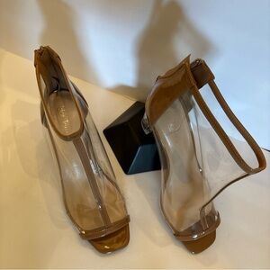 hot tomato heels Clear Taupe Zipper Open Toe Size 11 Wide
